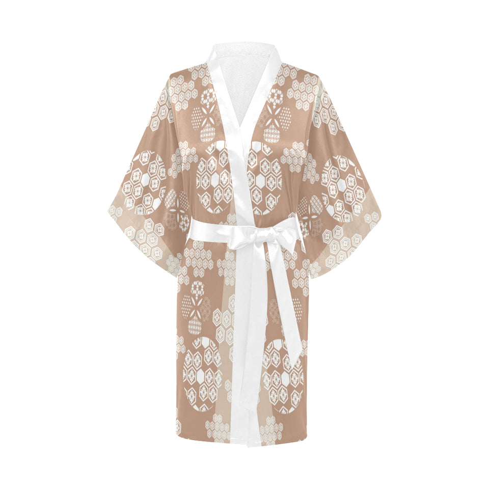 Beautiful hexagon japanese  pattern Women's Short Kimono Robe