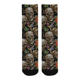 Skull rose humming bird flower pattern Crew Socks
