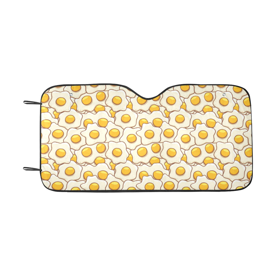 Fried Eggs Pattern Print Design 02 Car Sun Shade
