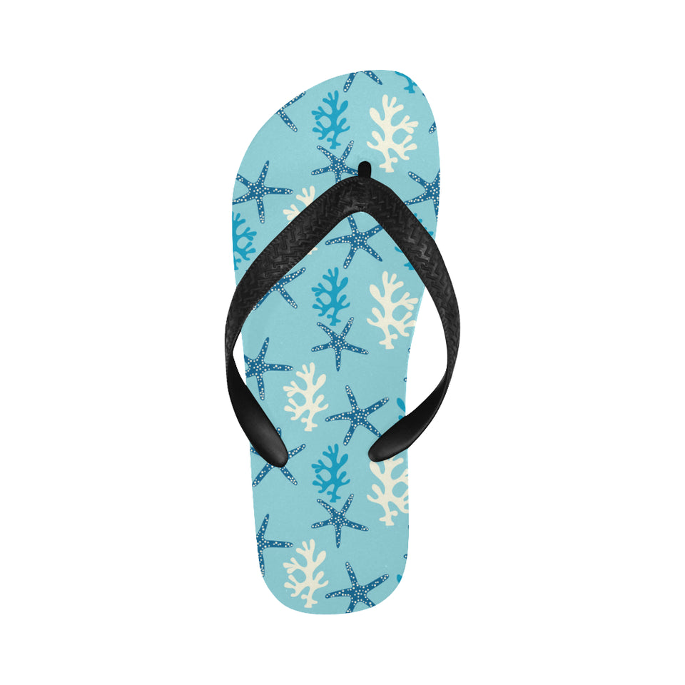 Blue starfish coral reef pattern Unisex Flip Flops