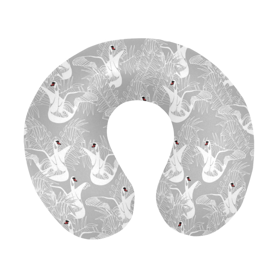 white swan gray background U-Shaped Travel Neck Pillow