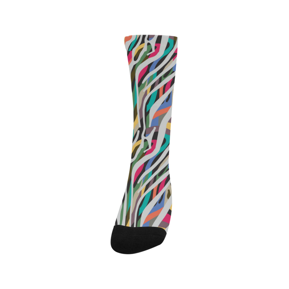 Colorful zebra skin pattern Crew Socks