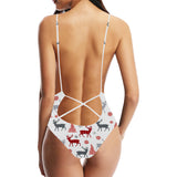 Deer tree snowflakes chrismas pattern Women's One-Piece Swimsuit