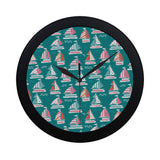 Cute sailboat pattern Elegant Black Wall Clock