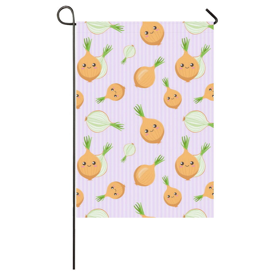 cute onions smiling faces purple background House Flag Garden Flag