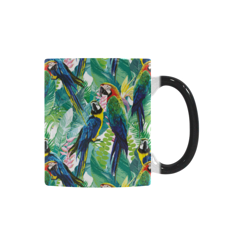 Colorful parrot exotic flower leaves Morphing Mug Heat Changing Mug