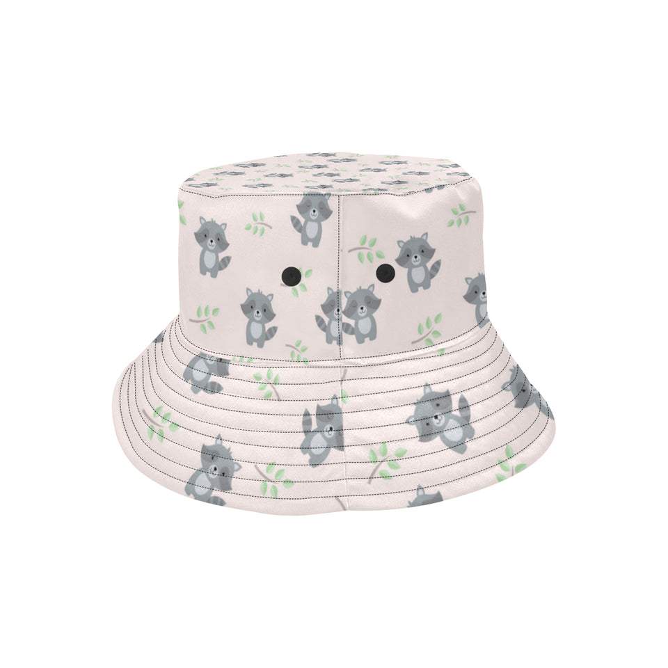 cute raccoons leaves pattern Unisex Bucket Hat