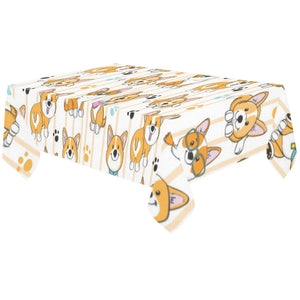Cute dog corgi striped background pattern Tablecloth