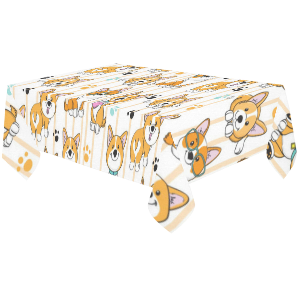 Cute dog corgi striped background pattern Tablecloth