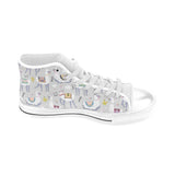 Cute Llama Alpaca pattern Men's High Top Canvas Shoes White