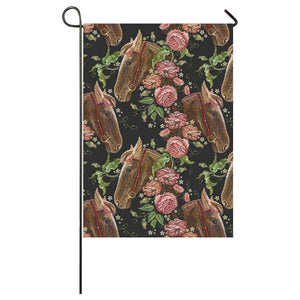 Horse head wild roses pattern House Flag Garden Flag