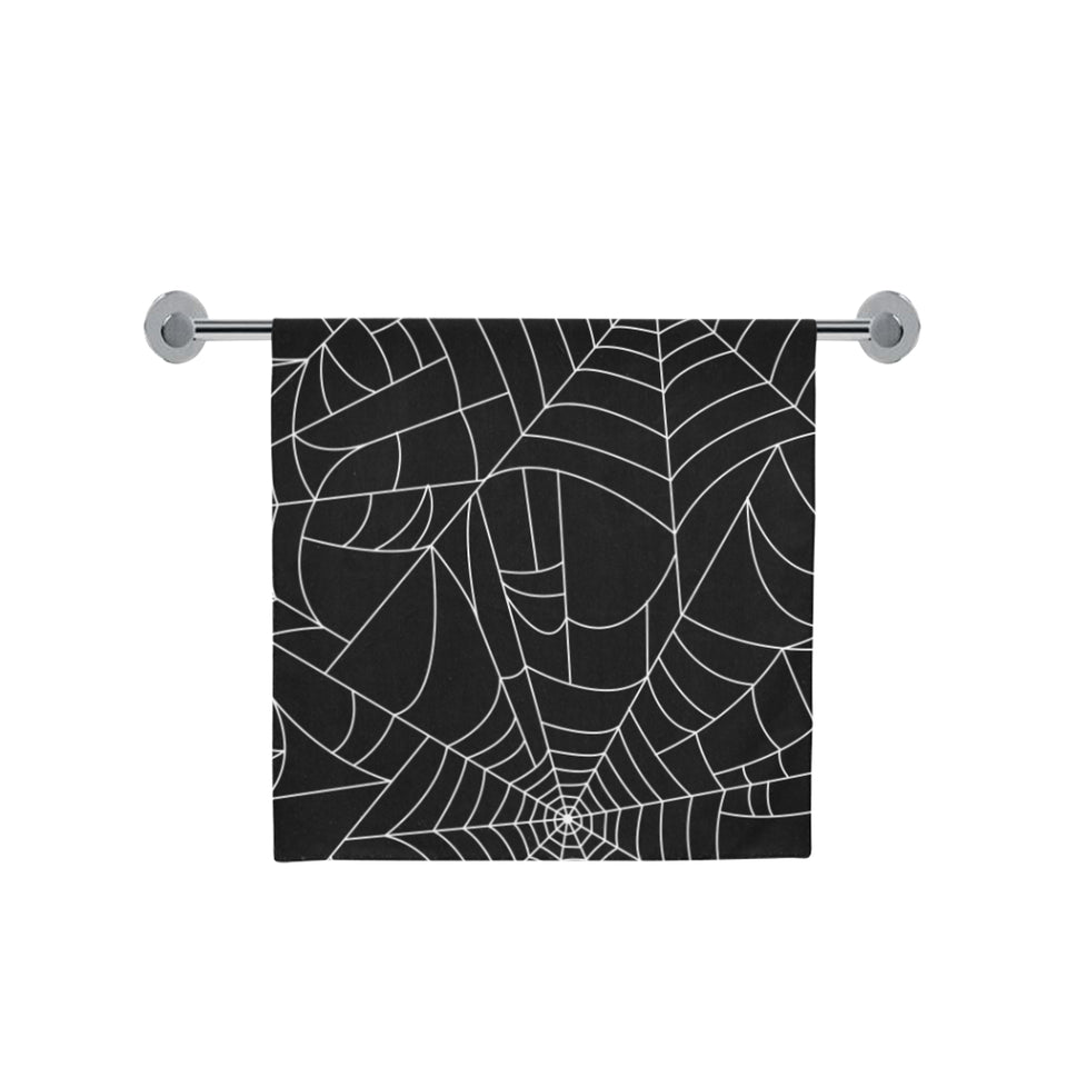 Spider web pattern Black background white cobweb Bath Towel