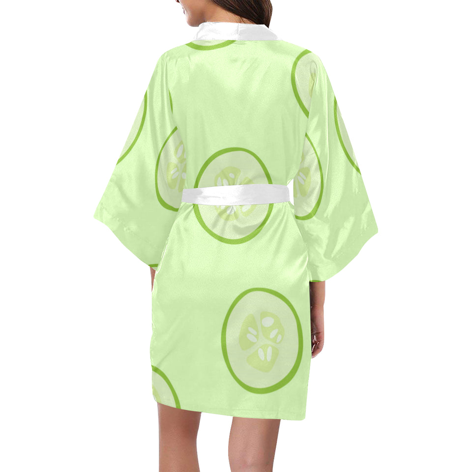 Cucumber pattern Women's Short Kimono Robe