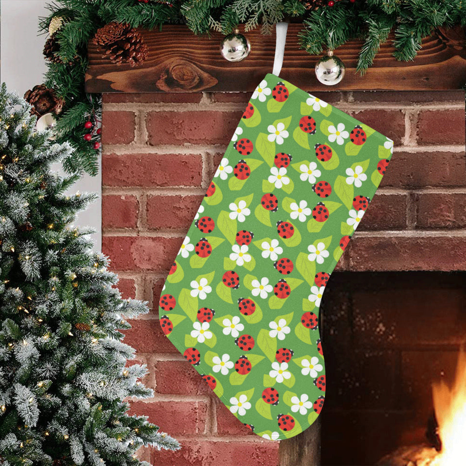 Ladybug Pattern Print Design 01 Christmas Stocking