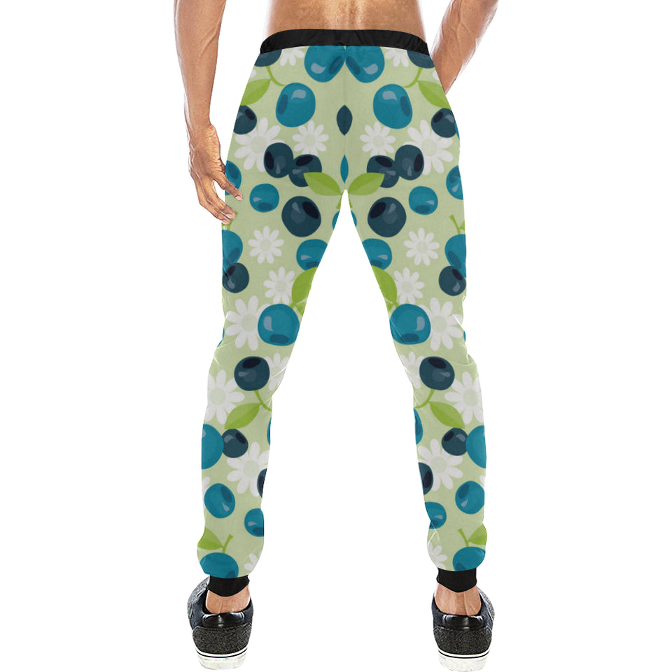 blueberry flower pattern Unisex Casual Sweatpants