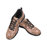 Pink sakura cherry blossom drak brown background Women's Sneaker Shoes
