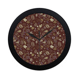 Coffee bean flower pattern Elegant Black Wall Clock
