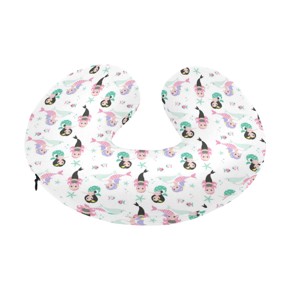 cute mermaid dolphin fish starfish pattern U-Shaped Travel Neck Pillow