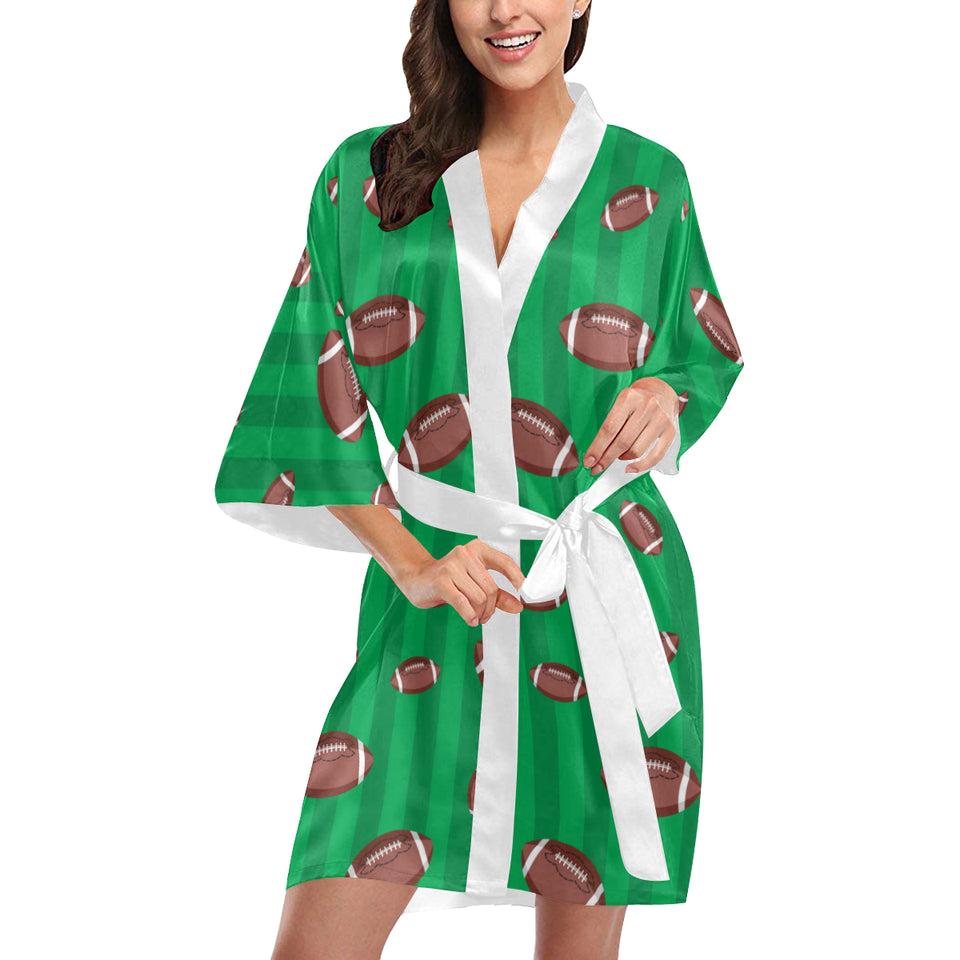 American football ball field background Women's Short Kimono Robe