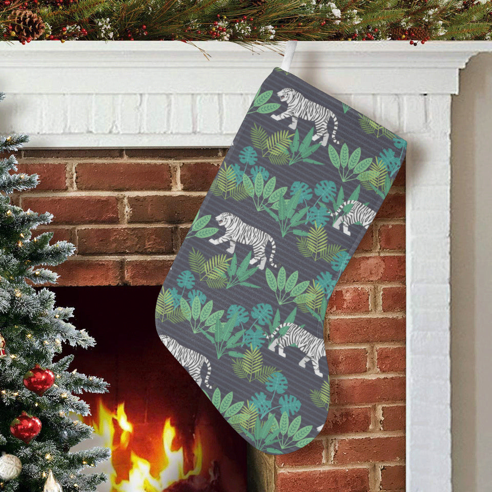 white bengal tigers tropical plant Christmas Stocking