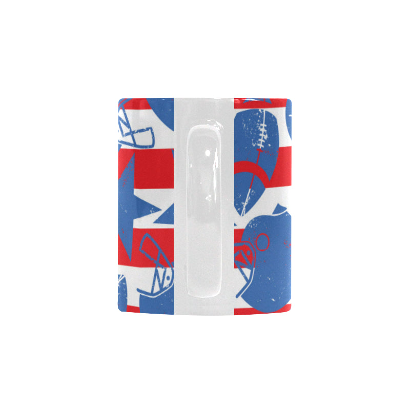 American football ball star stripes pattern Classical White Mug (Fulfilled In US)