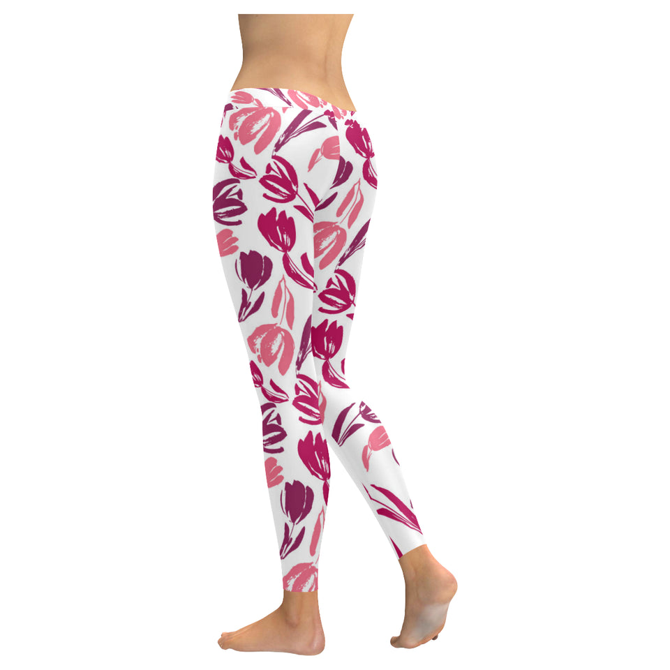 pink sketch tulip pattern Women's Legging Fulfilled In US