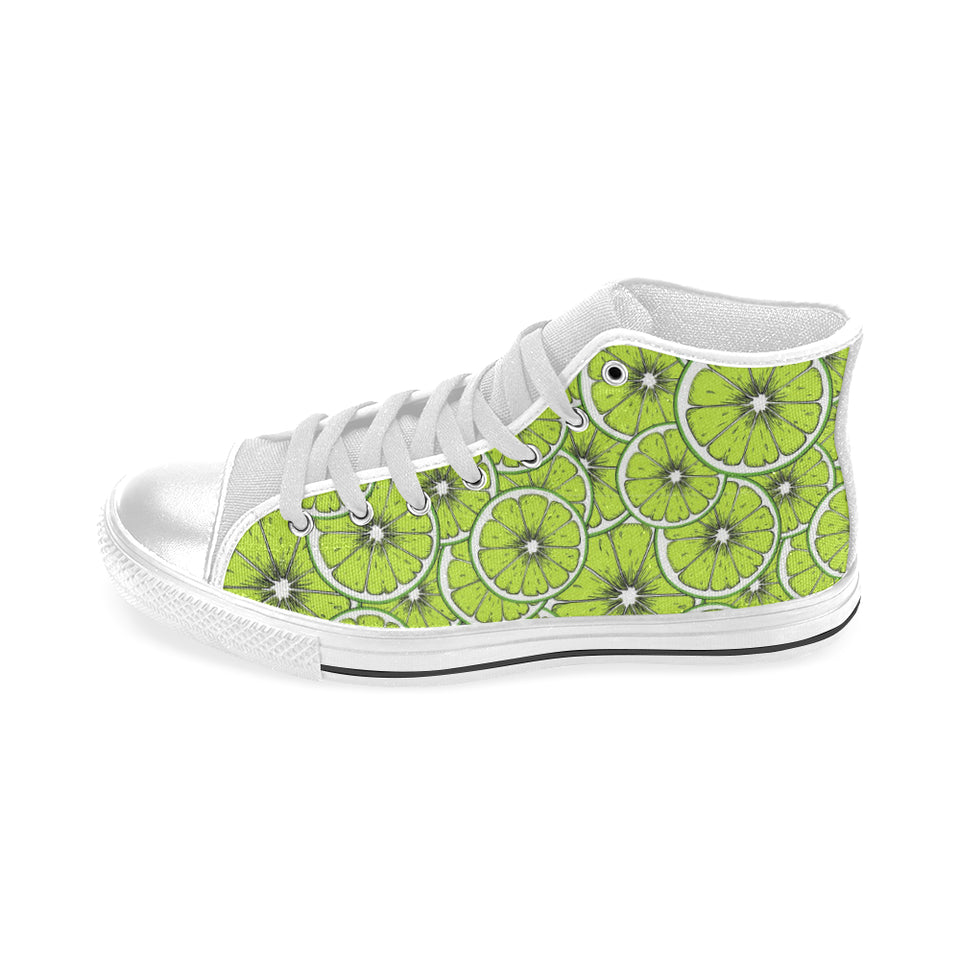 Slices of Lime design pattern Men's High Top Canvas Shoes White