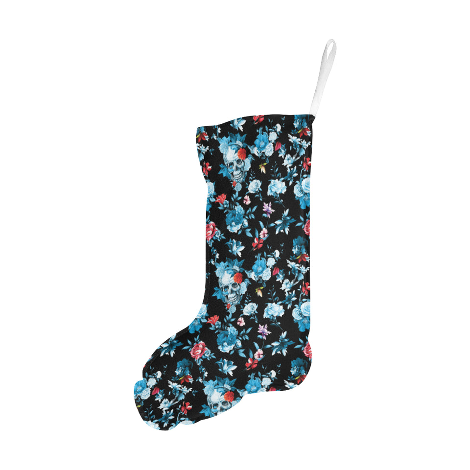 Skull flower roses leave pattern Christmas Stocking