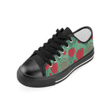 Tomato design pattern Women's Low Top Canvas Shoes Black