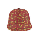 Saxophone cornet pattern red background All Over Print Snapback Cap