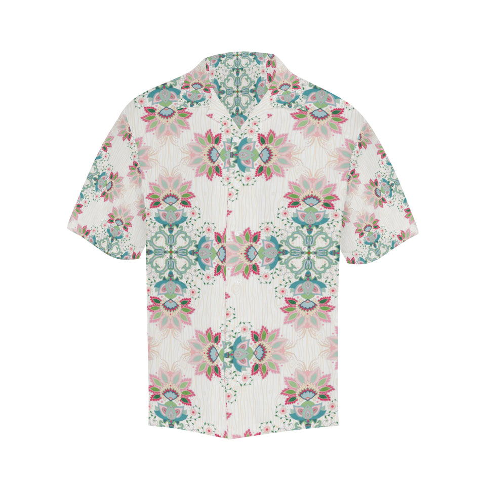 Square floral indian flower pattern Men's All Over Print Hawaiian Shirt