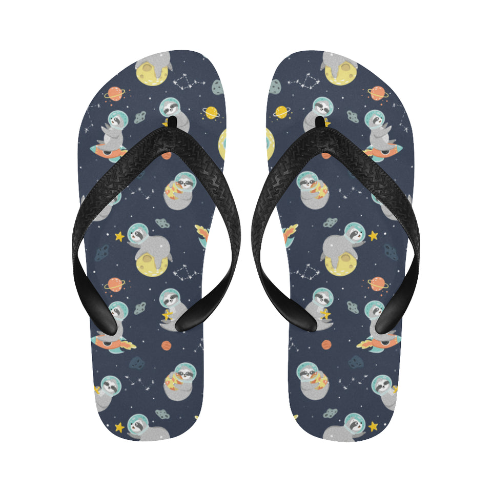 Cute sloth astronaut star planet rocket pattern Unisex Flip Flops