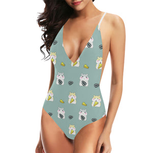 Cute hamster cheese pattern Women's One-Piece Swimsuit