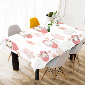 Daruma japanese wooden doll cherry blossom flower Tablecloth