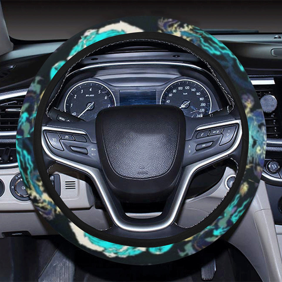 Dragon sea wave pattern Car Steering Wheel Cover