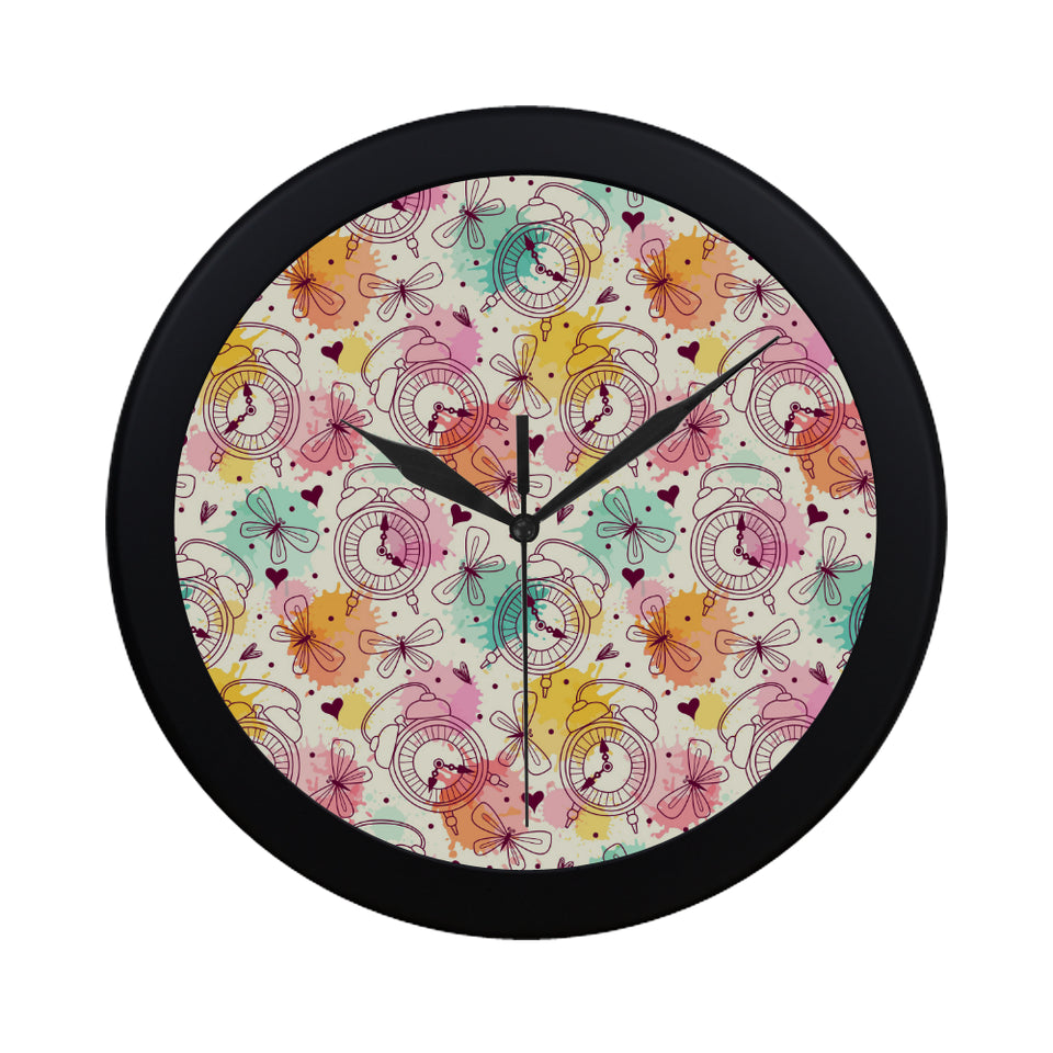 Clock butterfly pattern Elegant Black Wall Clock