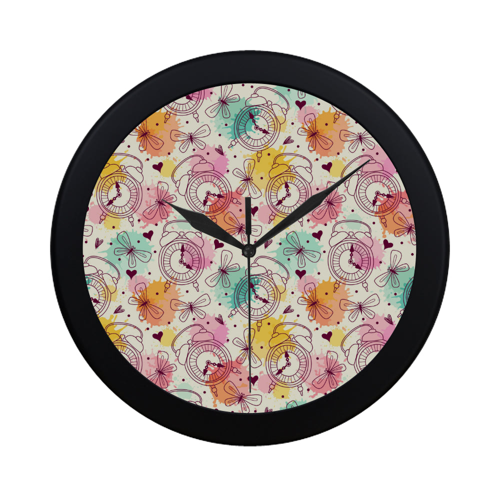 Clock butterfly pattern Elegant Black Wall Clock