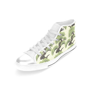 Bonsai pattern Women's High Top Canvas Shoes White