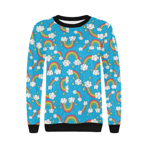 Rainbows Sky Clouds Pattern Women's Crew Neck Sweatshirt