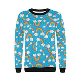 Rainbows Sky Clouds Pattern Women's Crew Neck Sweatshirt