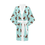 Horses running horses rider pattern Women's Short Kimono Robe