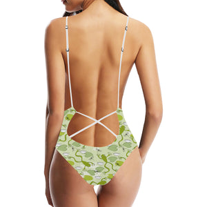 Cute frog dragonfly pattern Women's One-Piece Swimsuit