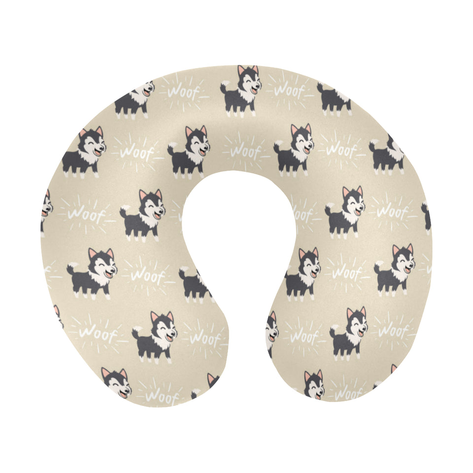 Cute Siberian Husky U-Shaped Travel Neck Pillow