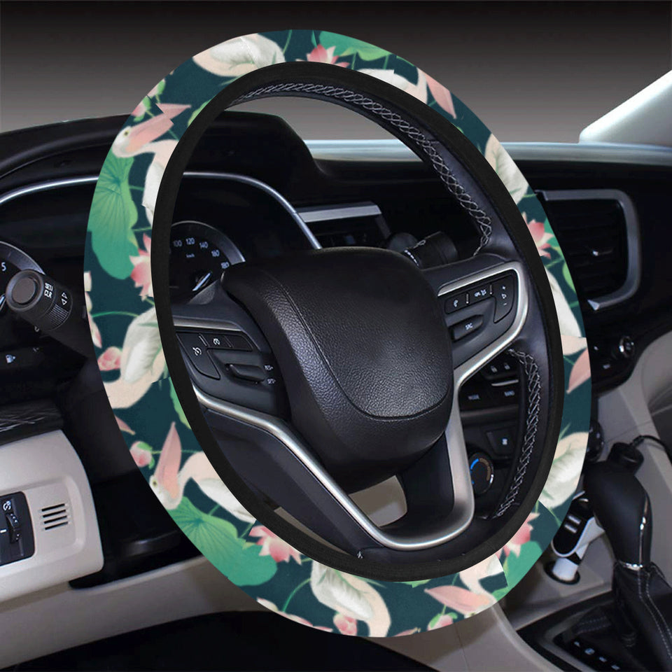 Pelican Pattern Print Design 03 Car Steering Wheel Cover