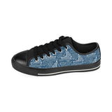 Hand drawn sailboat pattern Men's Low Top Canvas Shoes Black