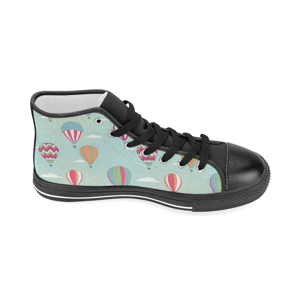 Hot Air Balloon design Pattern Women's High Top Canvas Shoes Black
