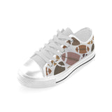 American football ball pattern Men's Low Top Shoes White