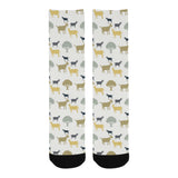 Silhouettes of goat and tree pattern Crew Socks