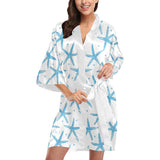 Watercolor starfish pattern Women's Short Kimono Robe