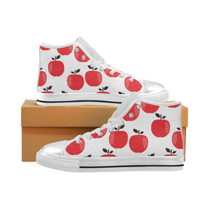 red apples white background Women's High Top Canvas Shoes White